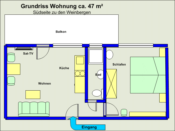 FeWo 47m² Grundriss