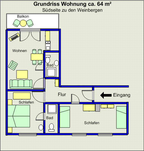 FeWo 64m² Grundriss